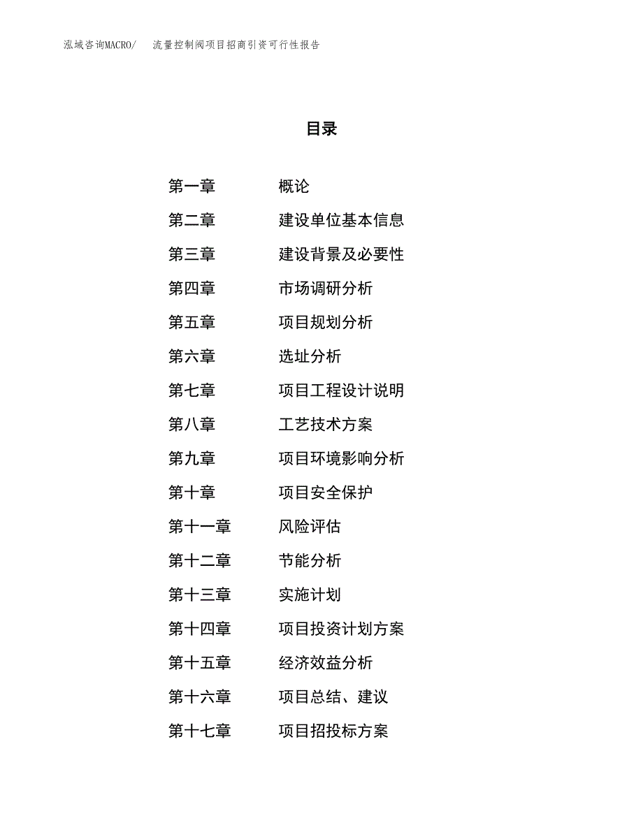 流量控制阀项目招商引资可行性报告.docx_第1页