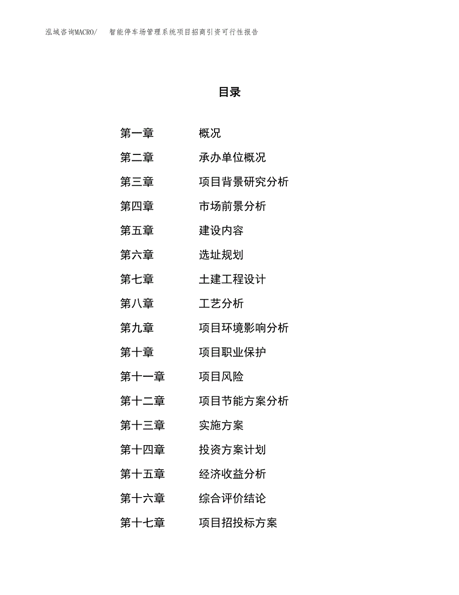 智能停车场管理系统项目招商引资可行性报告.docx_第1页