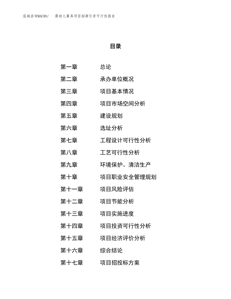 婴幼儿餐具项目招商引资可行性报告.docx_第1页