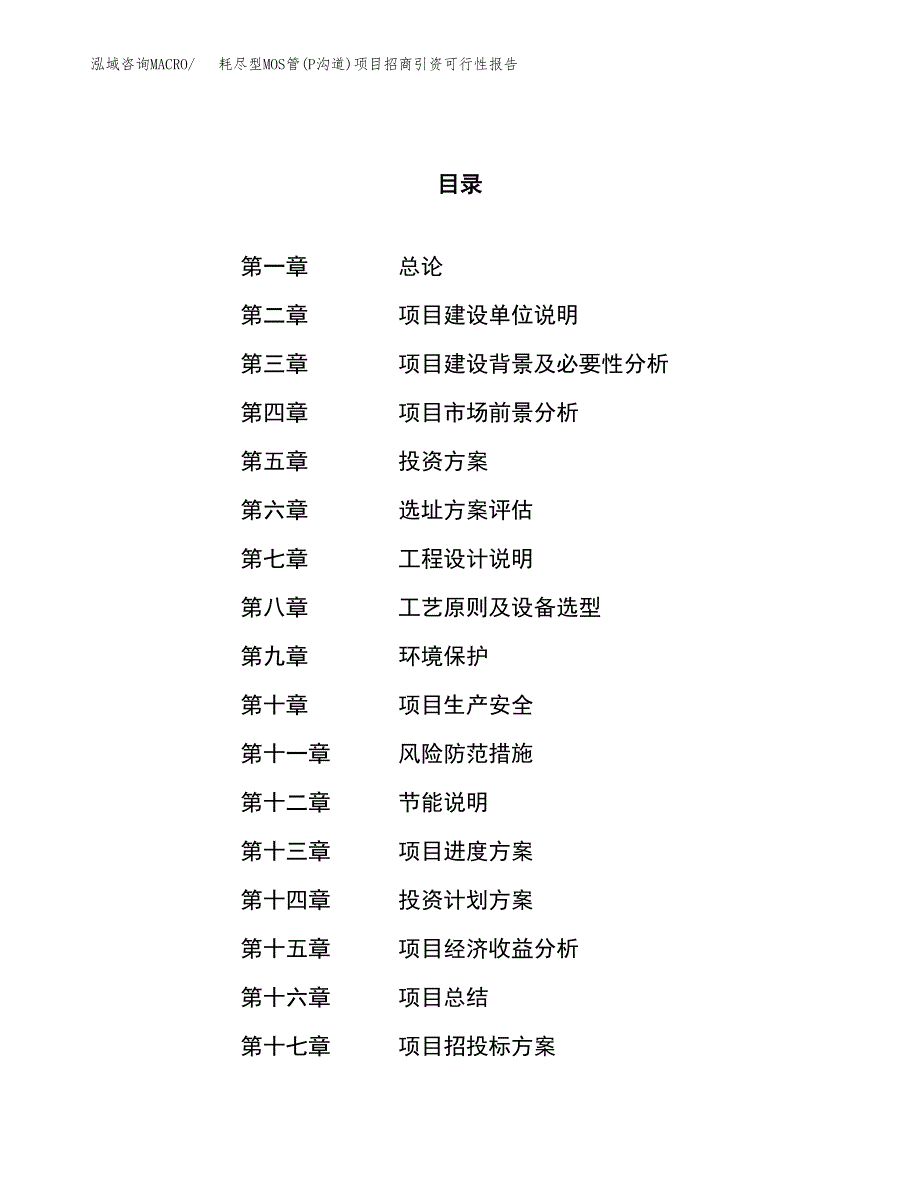 耗尽型MOS管(P沟道)项目招商引资可行性报告.docx_第1页