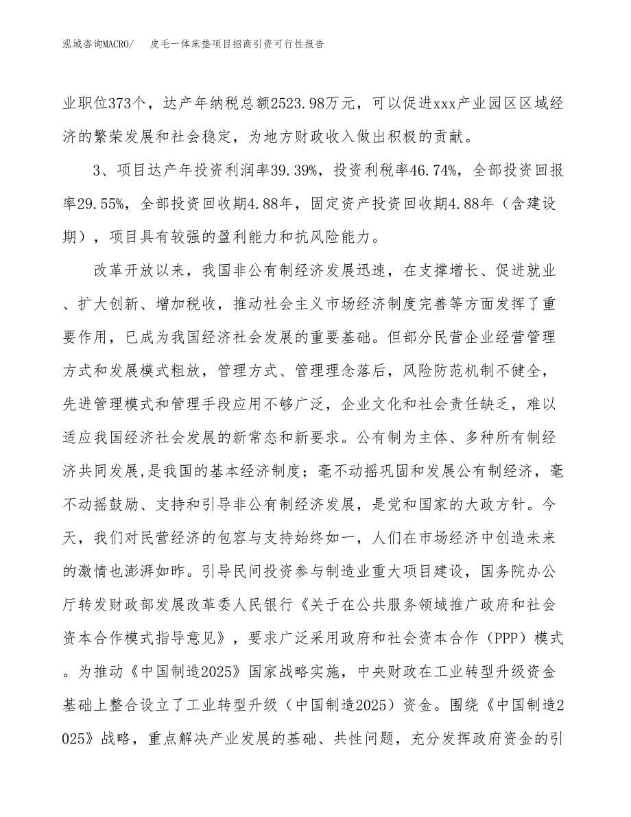 皮毛一体床垫项目招商引资可行性报告.docx_第5页