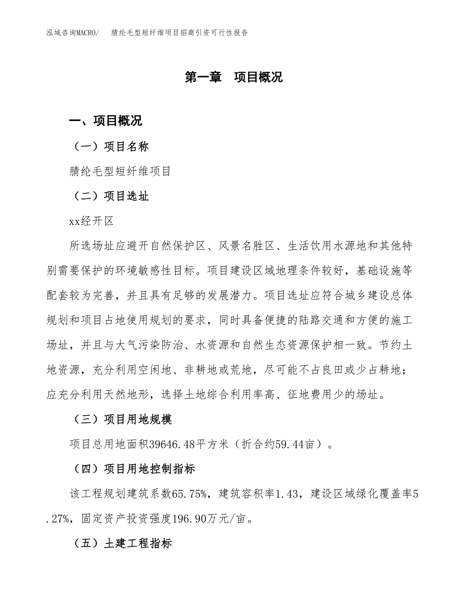 腈纶毛型短纤维项目招商引资可行性报告.docx_第2页