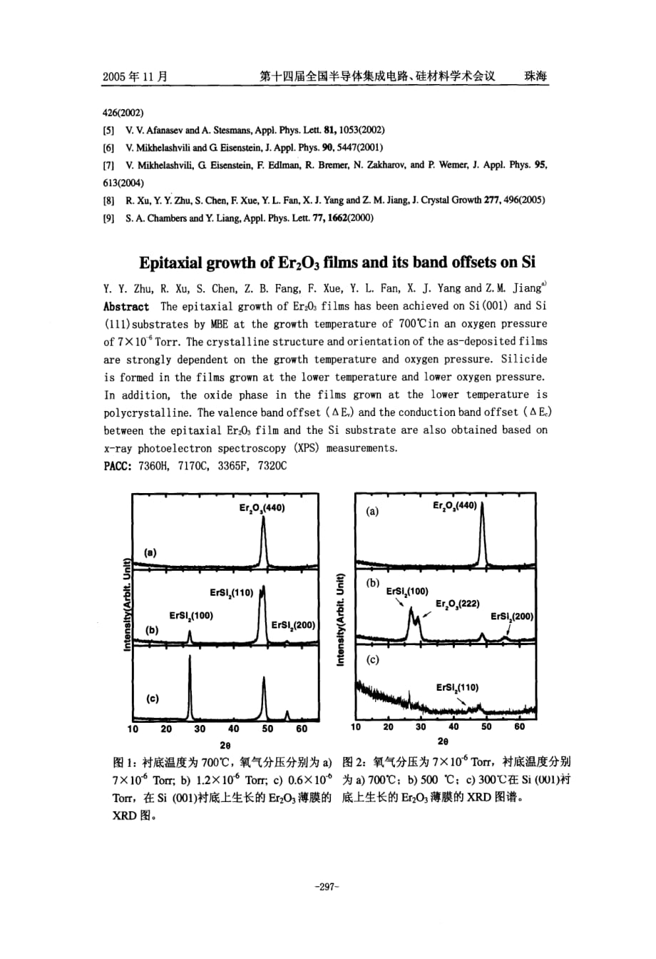 er2o3单晶薄膜的生长以及er2o3si异质结的能带偏移_第3页