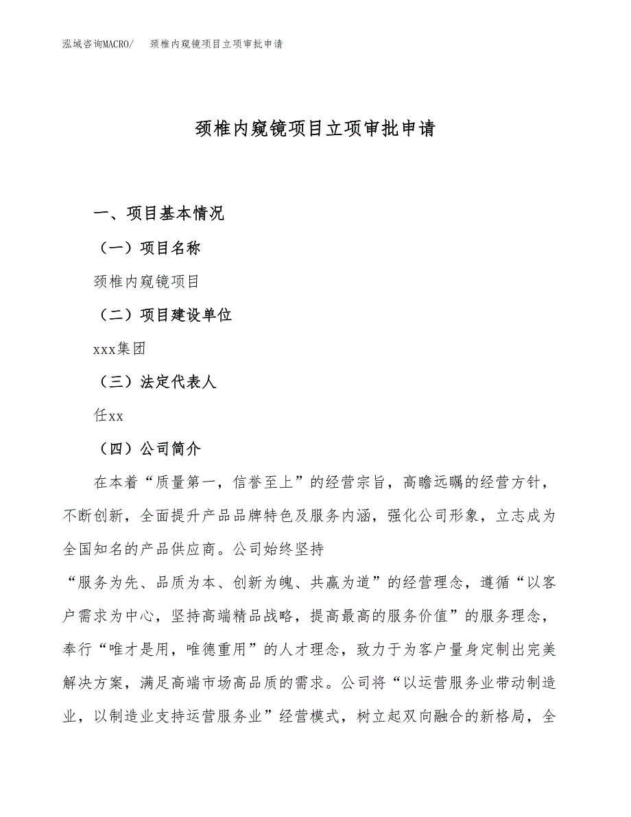 颈椎内窥镜项目立项审批申请.docx_第1页