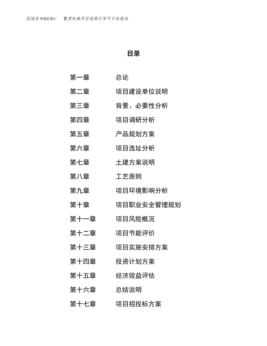 整烫机械项目招商引资可行性报告.docx_第1页