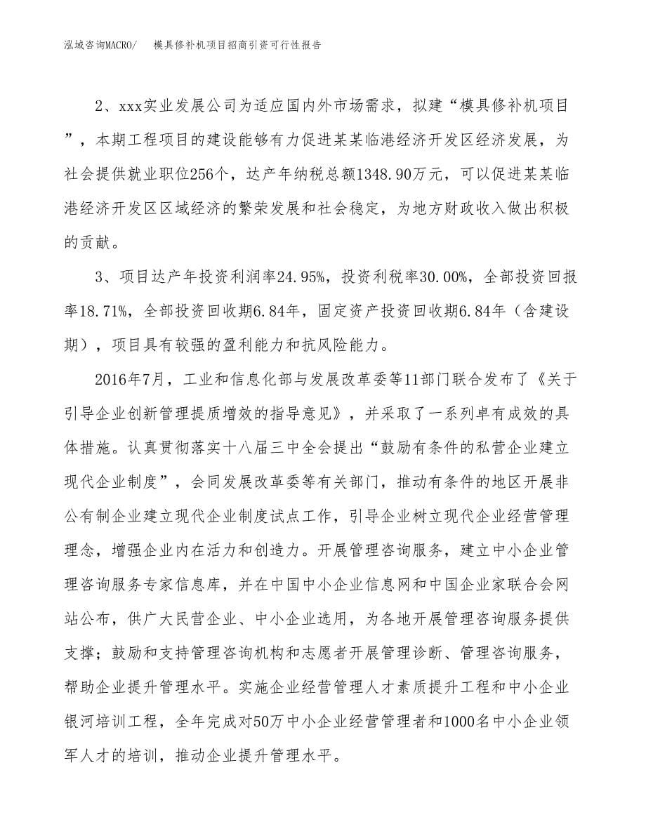 模具修补机项目招商引资可行性报告.docx_第5页