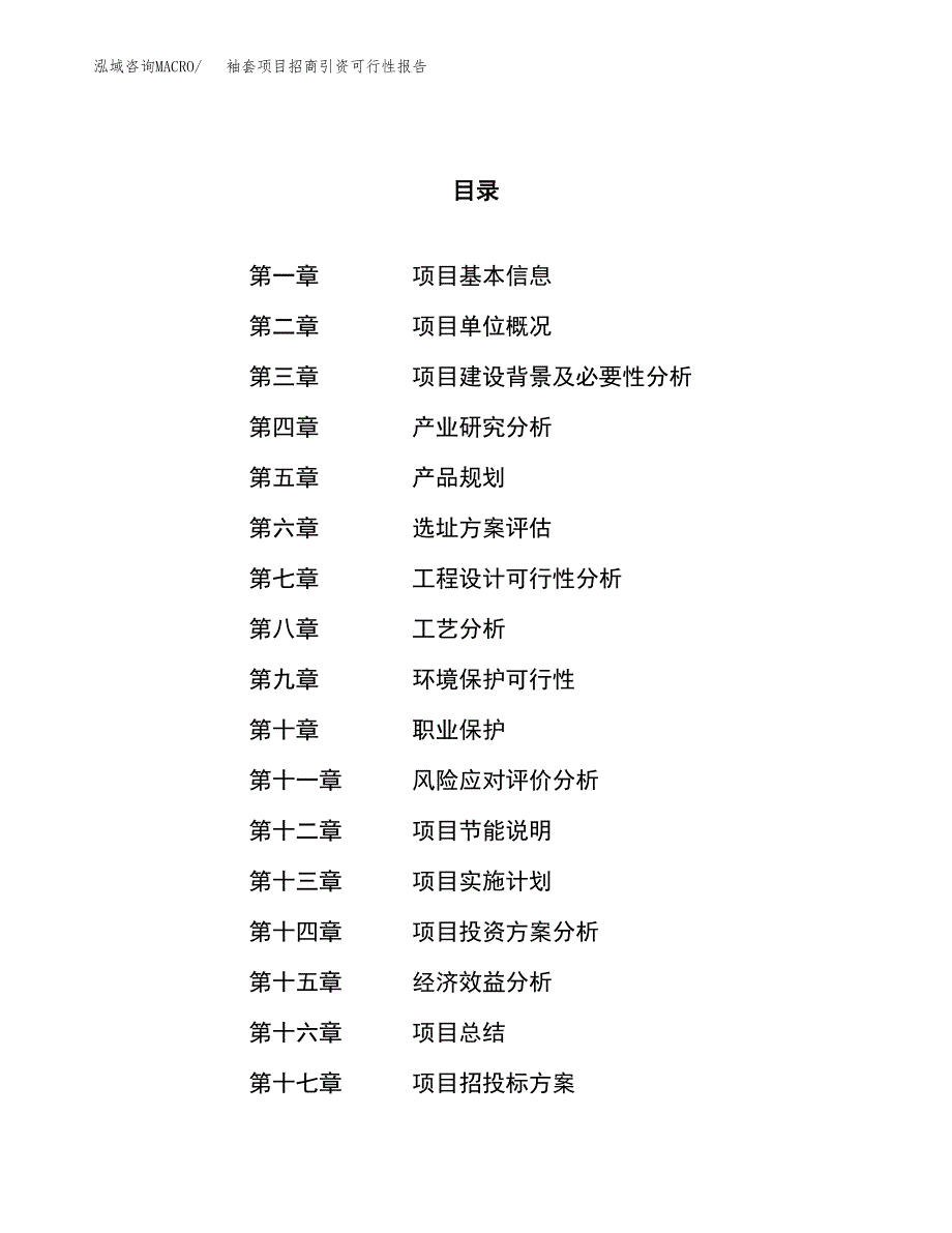 袖套项目招商引资可行性报告.docx_第1页
