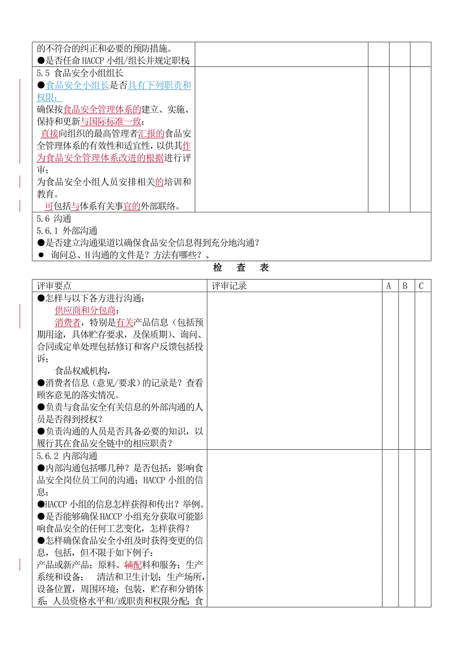 2019年ISO22000食品安全管理体系审核 检查表.精品_第4页