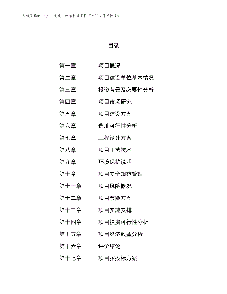 毛皮、制革机械项目招商引资可行性报告.docx_第1页