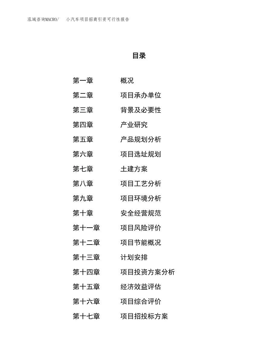 小汽车项目招商引资可行性报告.docx_第1页