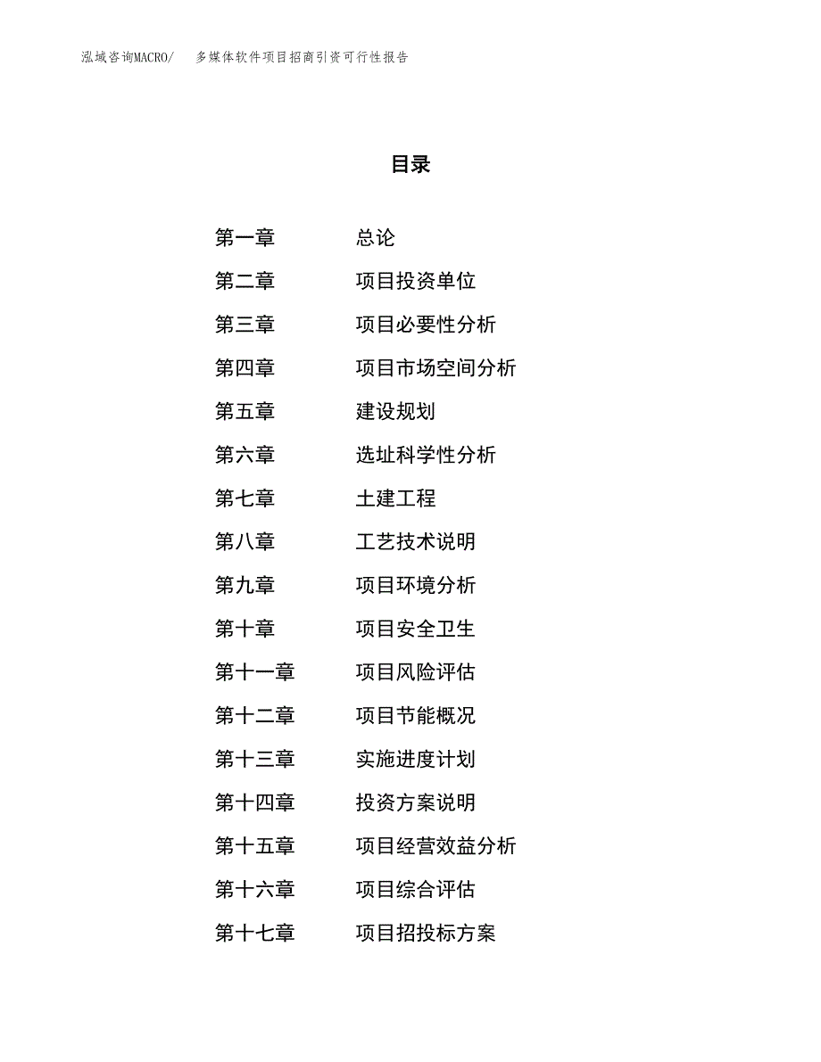 多媒体软件项目招商引资可行性报告.docx_第1页