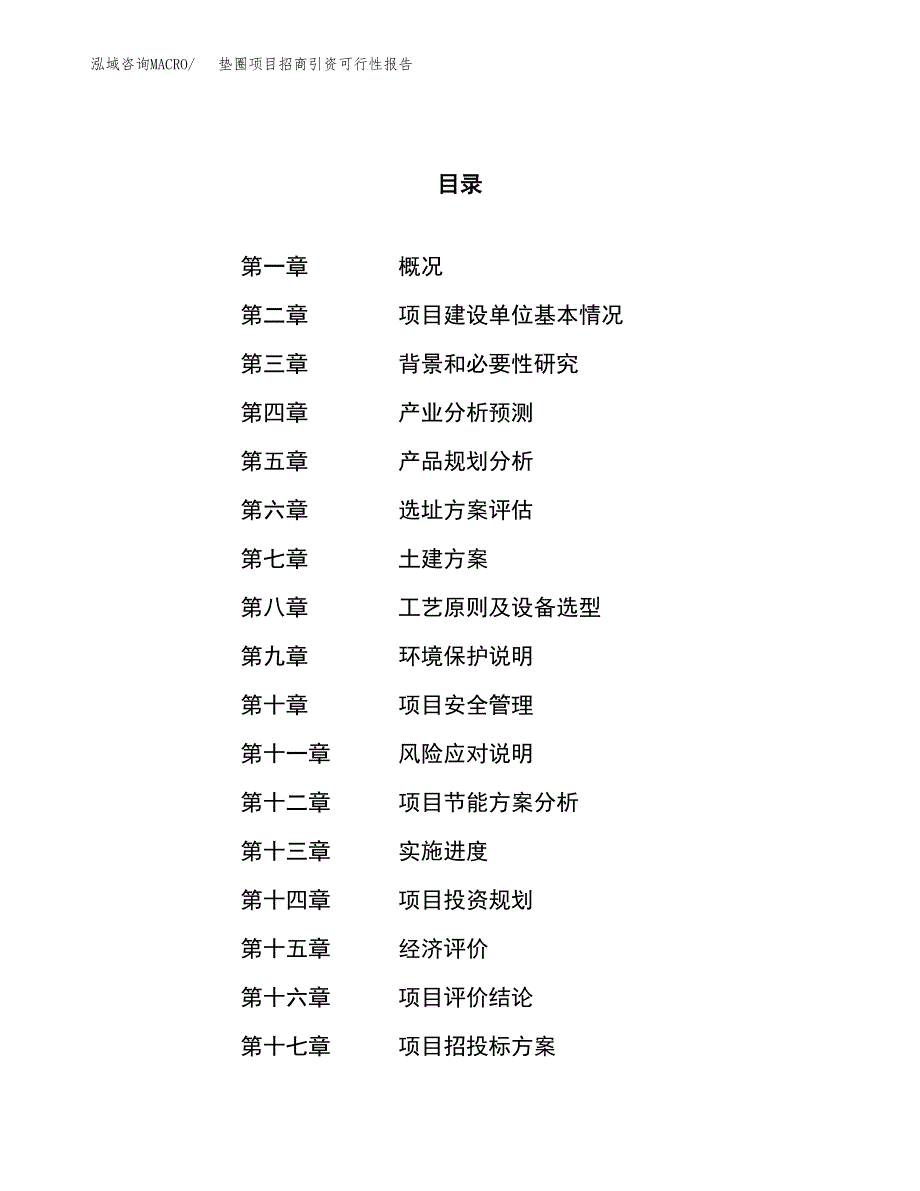 垫圈项目招商引资可行性报告.docx_第1页