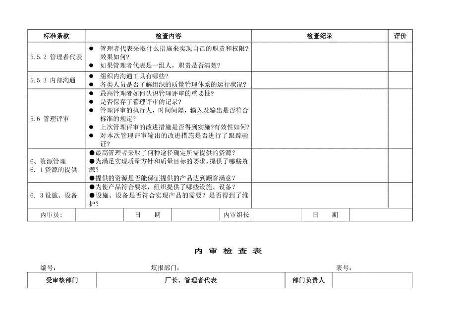 2019年质量管理体系内审检查表集_第4页