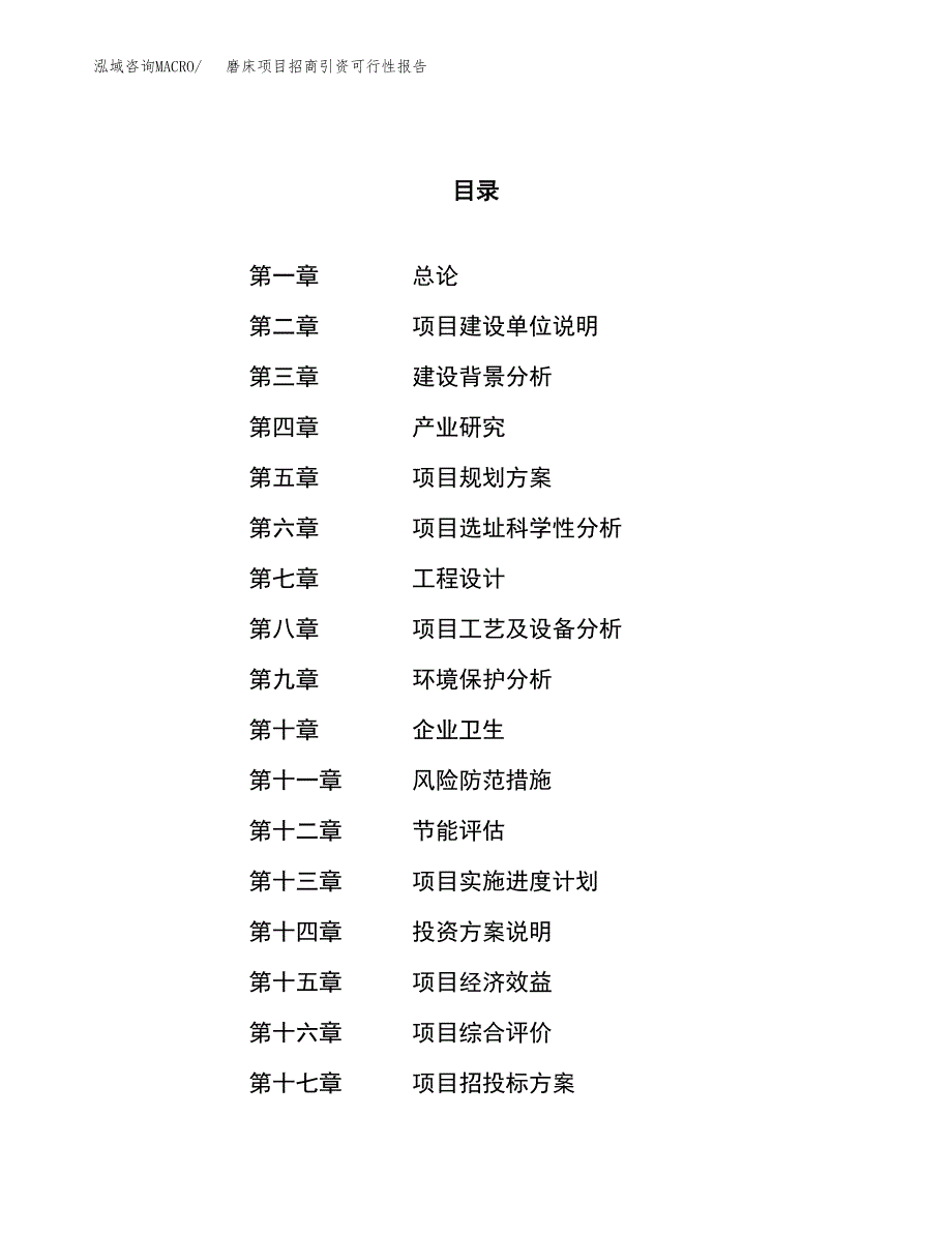 磨床项目招商引资可行性报告.docx_第1页