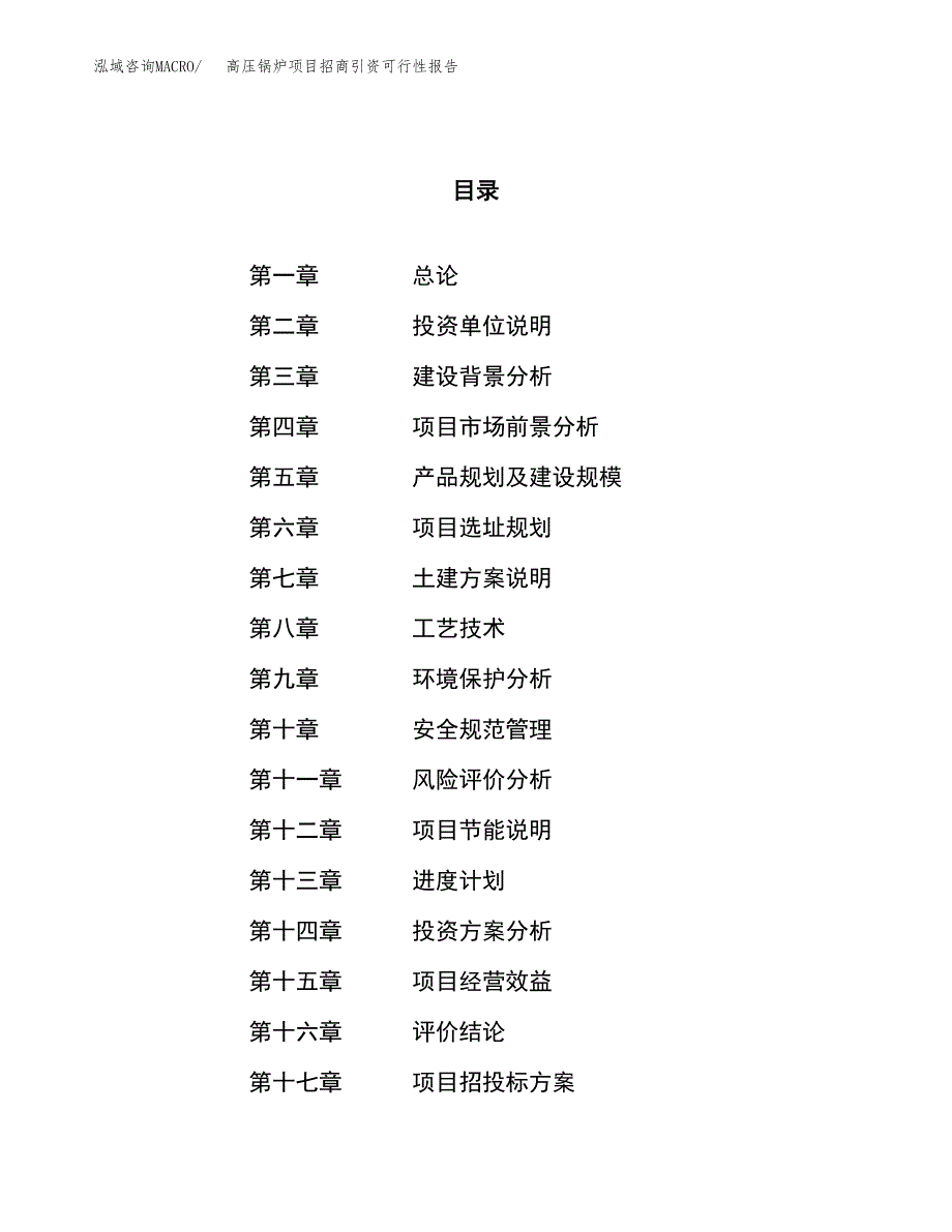 高压锅炉项目招商引资可行性报告.docx_第1页