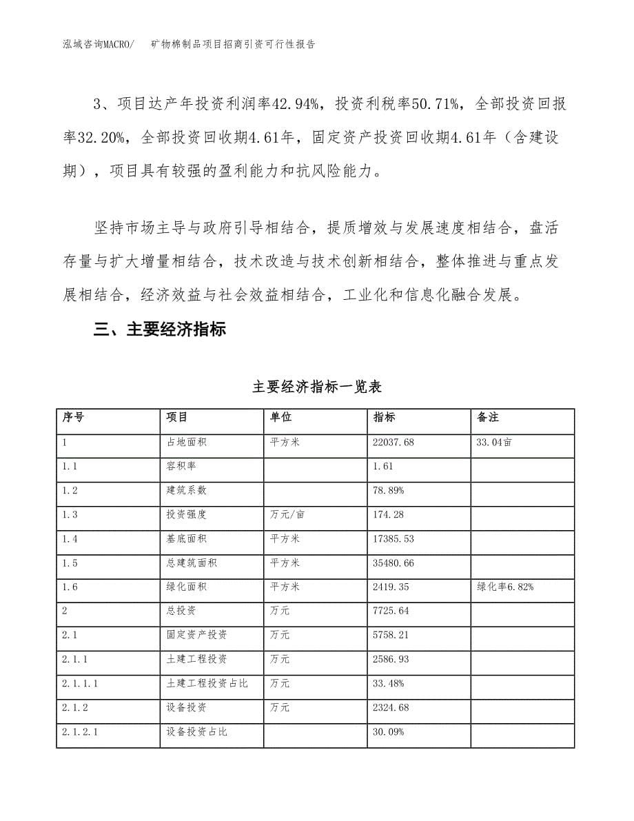 矿物棉制品项目招商引资可行性报告.docx_第5页