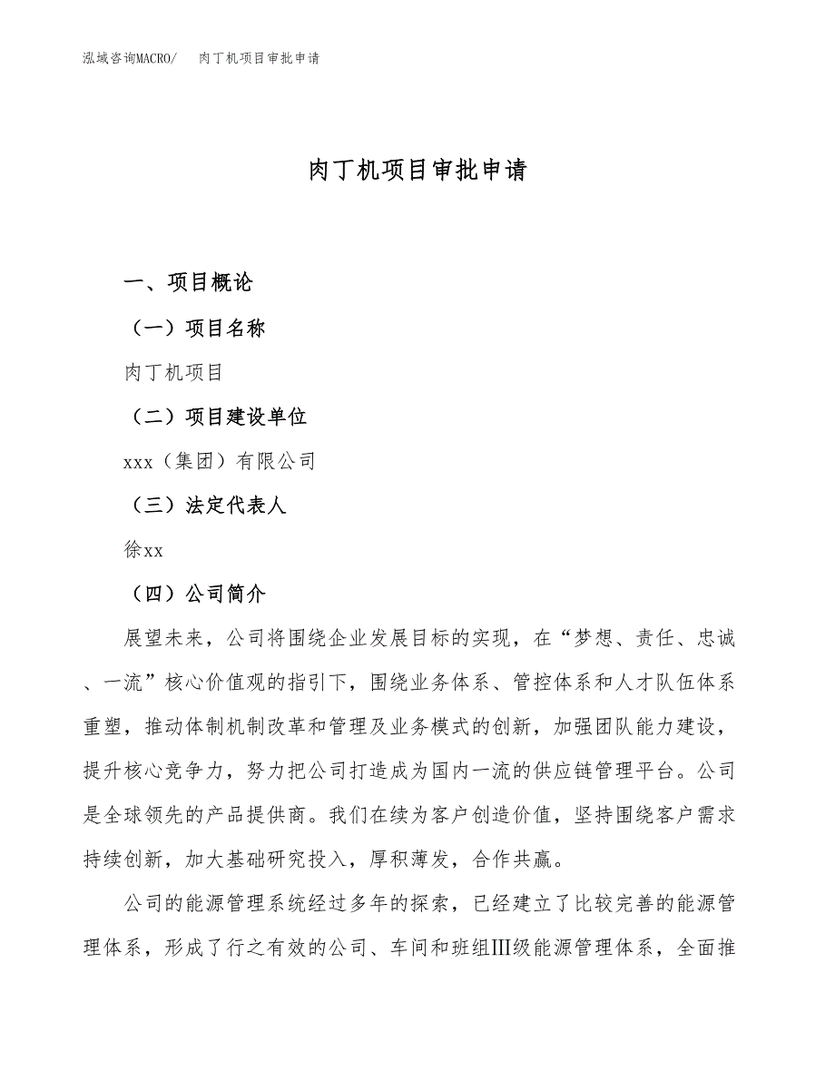 肉丁机项目审批申请（总投资13000万元）.docx_第1页