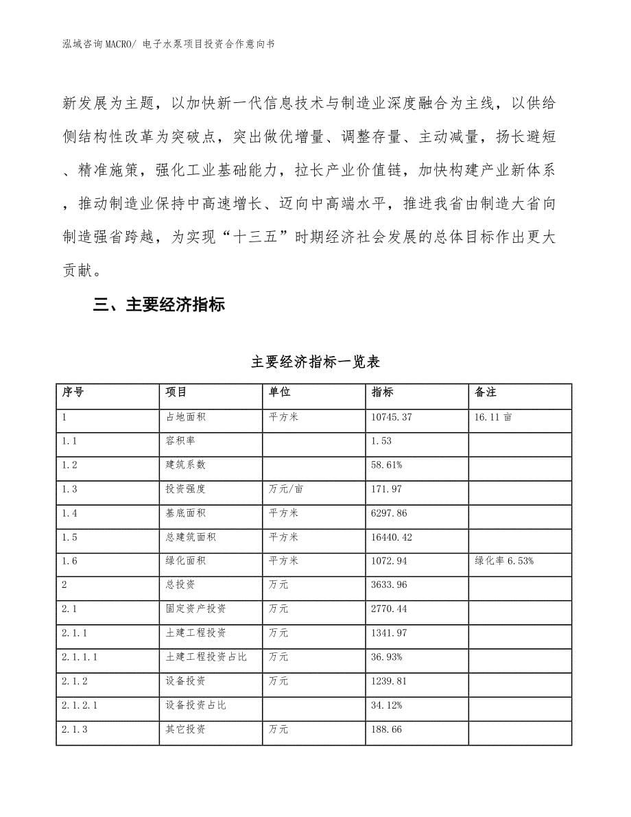 电子水泵项目投资合作意向书_第5页