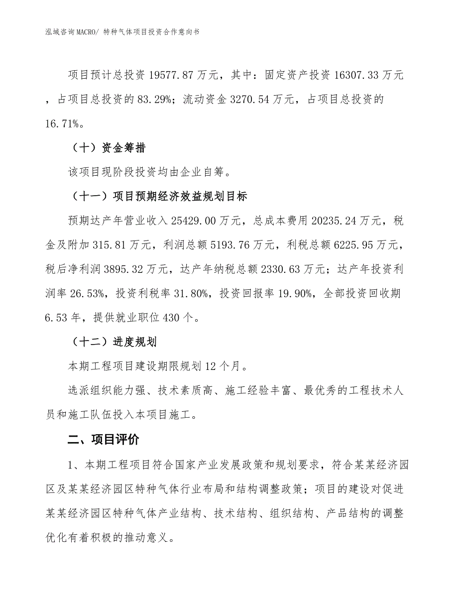 特种气体项目投资合作意向书_第3页