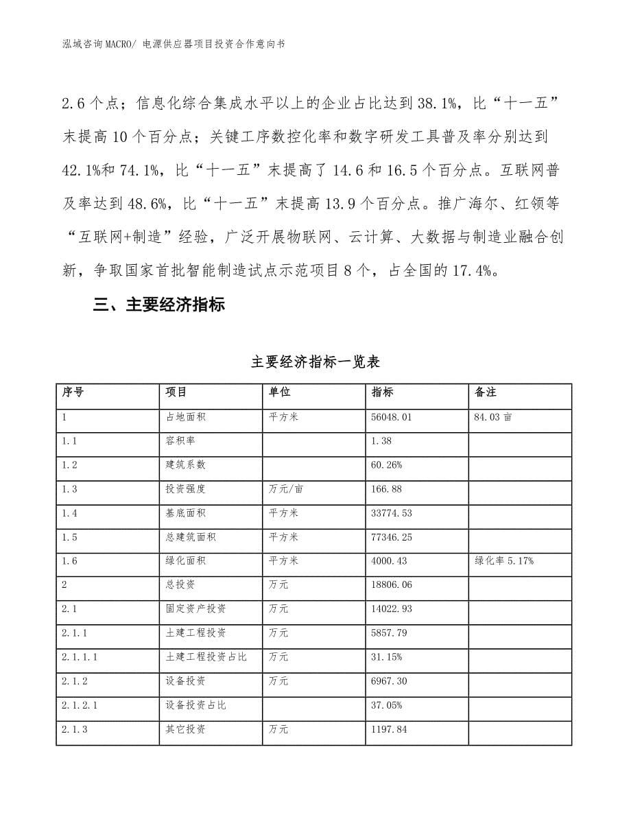 电源供应器项目投资合作意向书_第5页