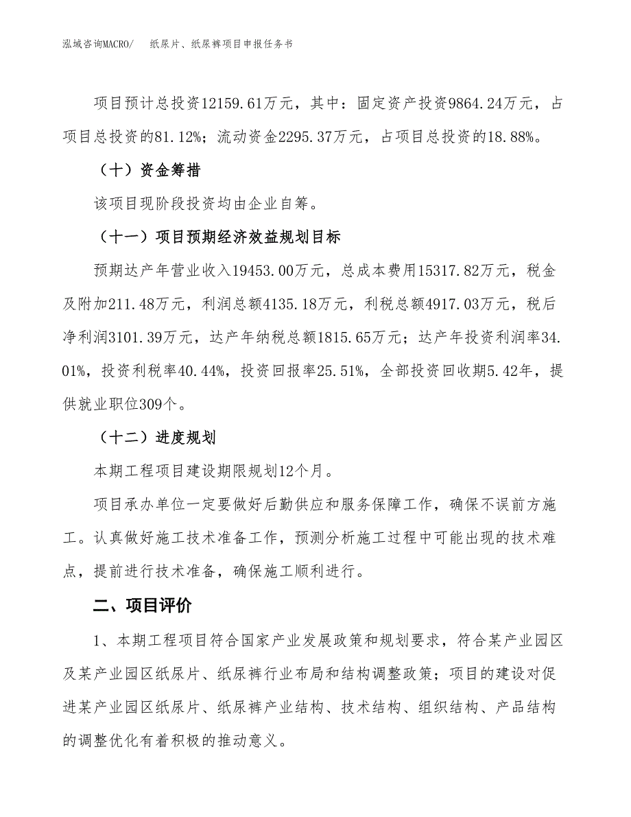 纸尿片、纸尿裤项目申报任务书.docx_第3页