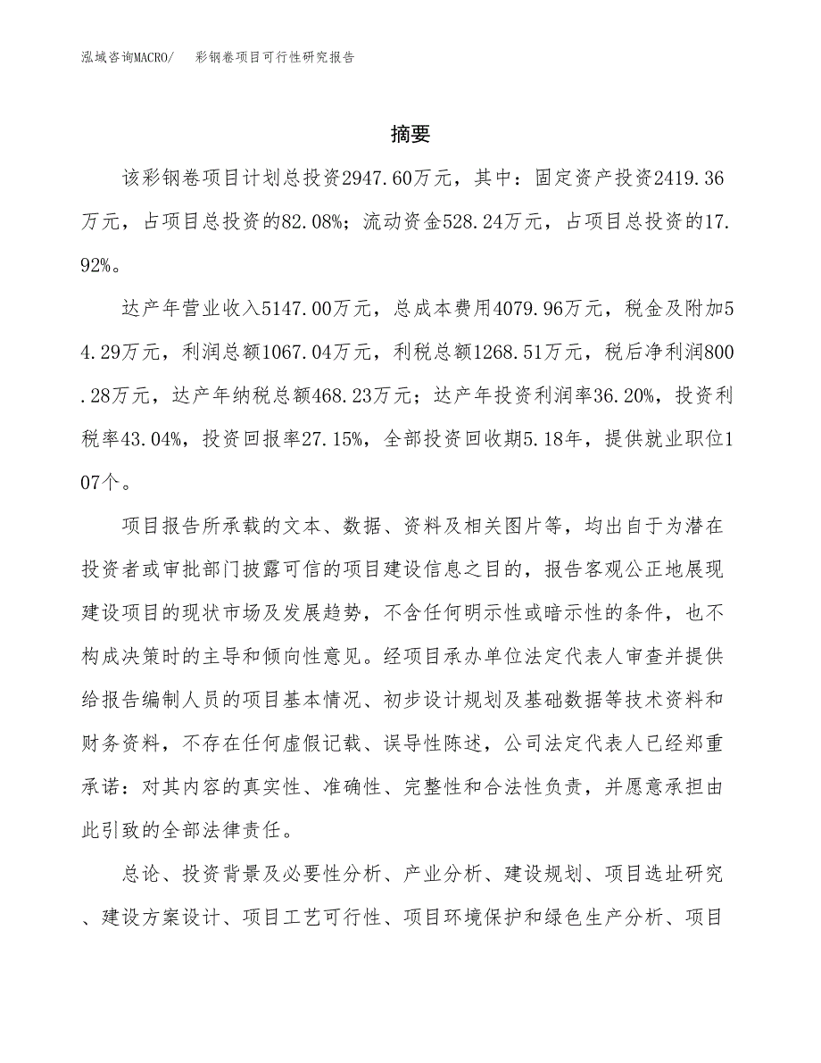 彩钢卷项目可行性研究报告（总投资3000万元）（14亩）_第2页