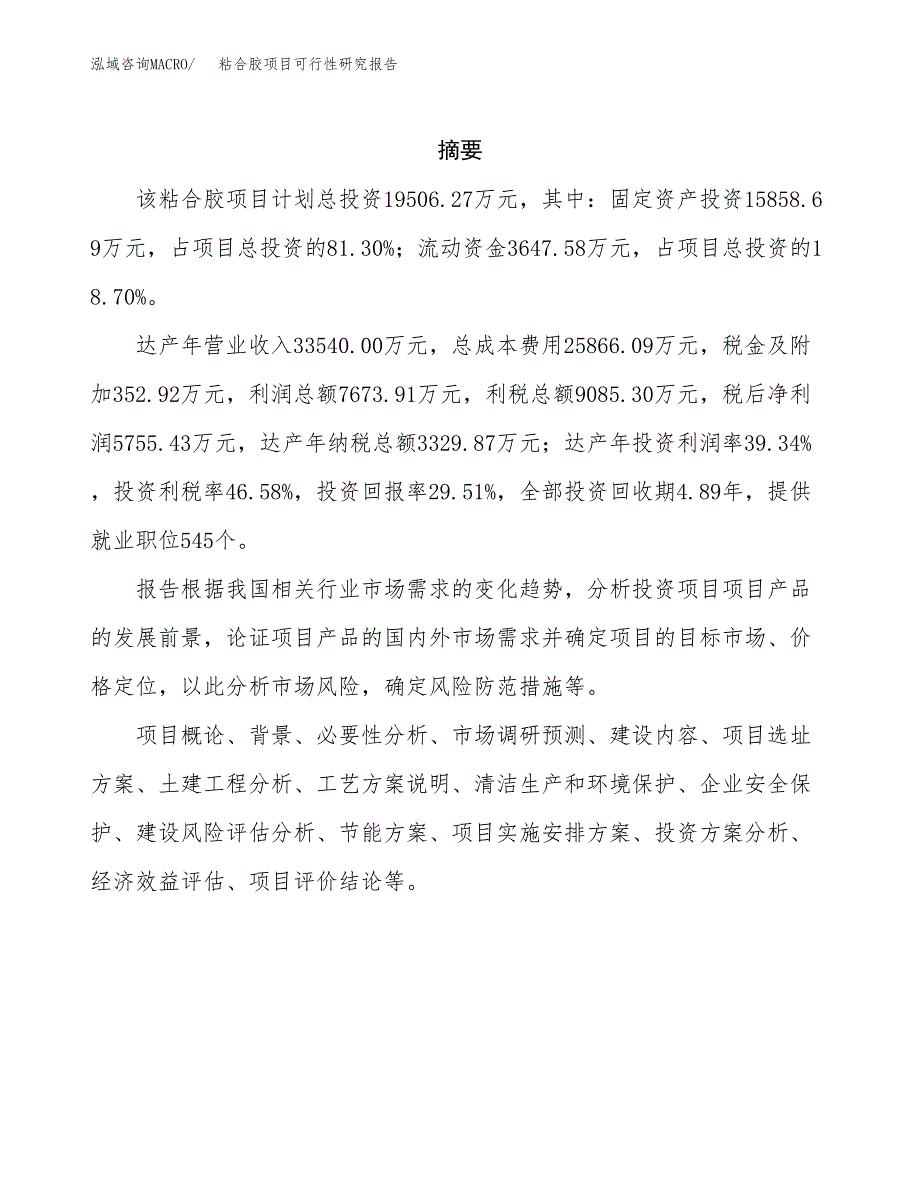 粘合胶项目可行性研究报告（总投资20000万元）（85亩）_第2页