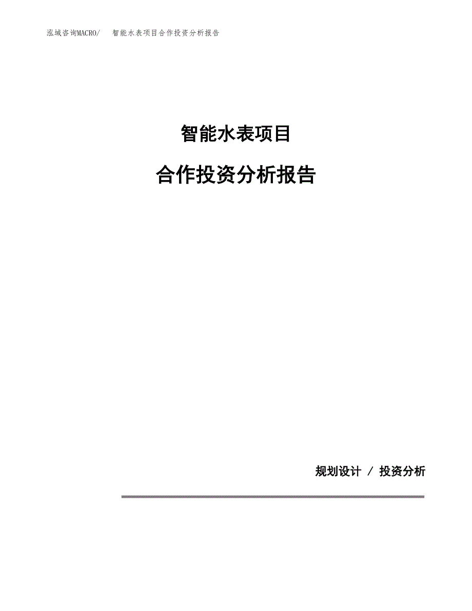 智能水表项目合作投资分析报告(范本) (2).docx_第1页