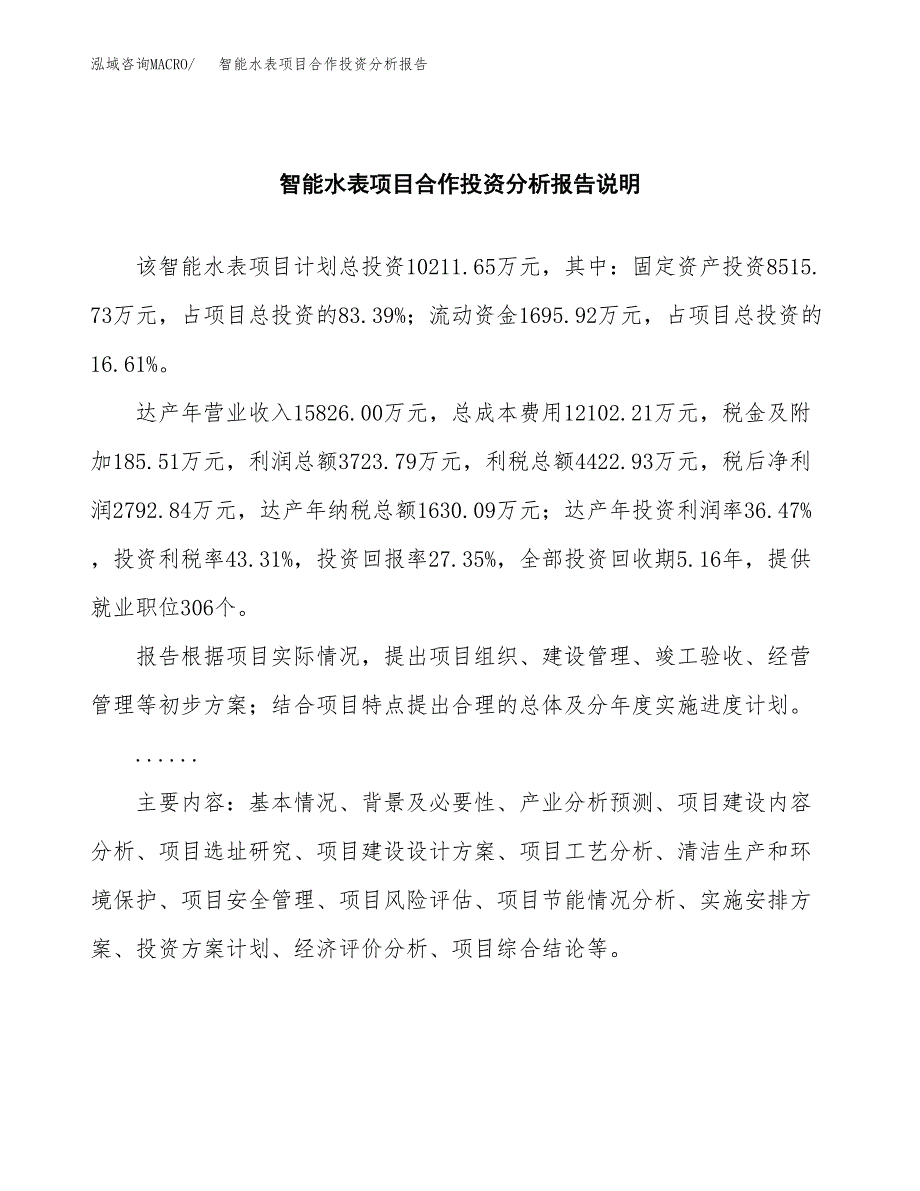 智能水表项目合作投资分析报告(范本) (2).docx_第2页