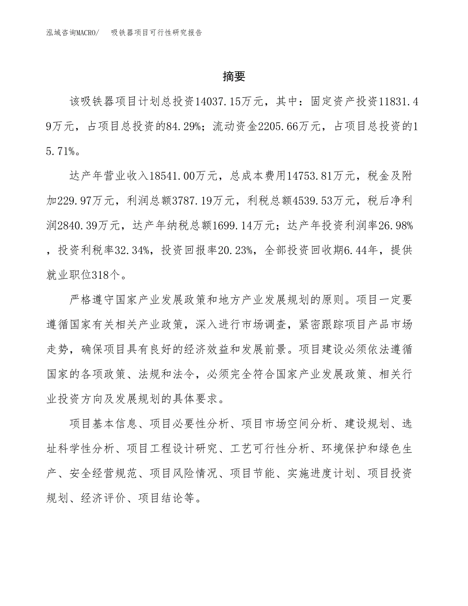 吸铁器项目可行性研究报告（总投资14000万元）（63亩）_第2页