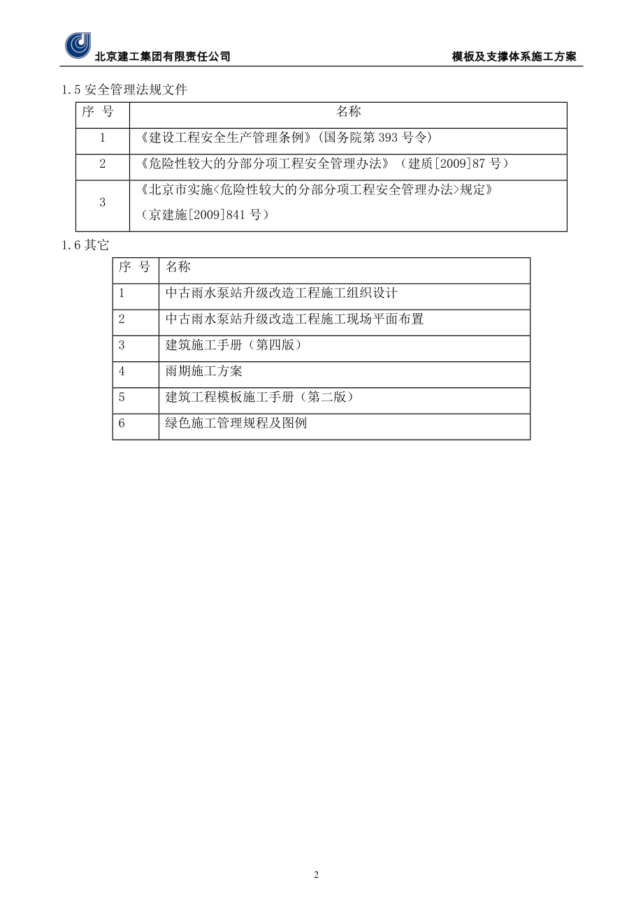 明挖结构模板及支撑体系项目施工方案_第2页