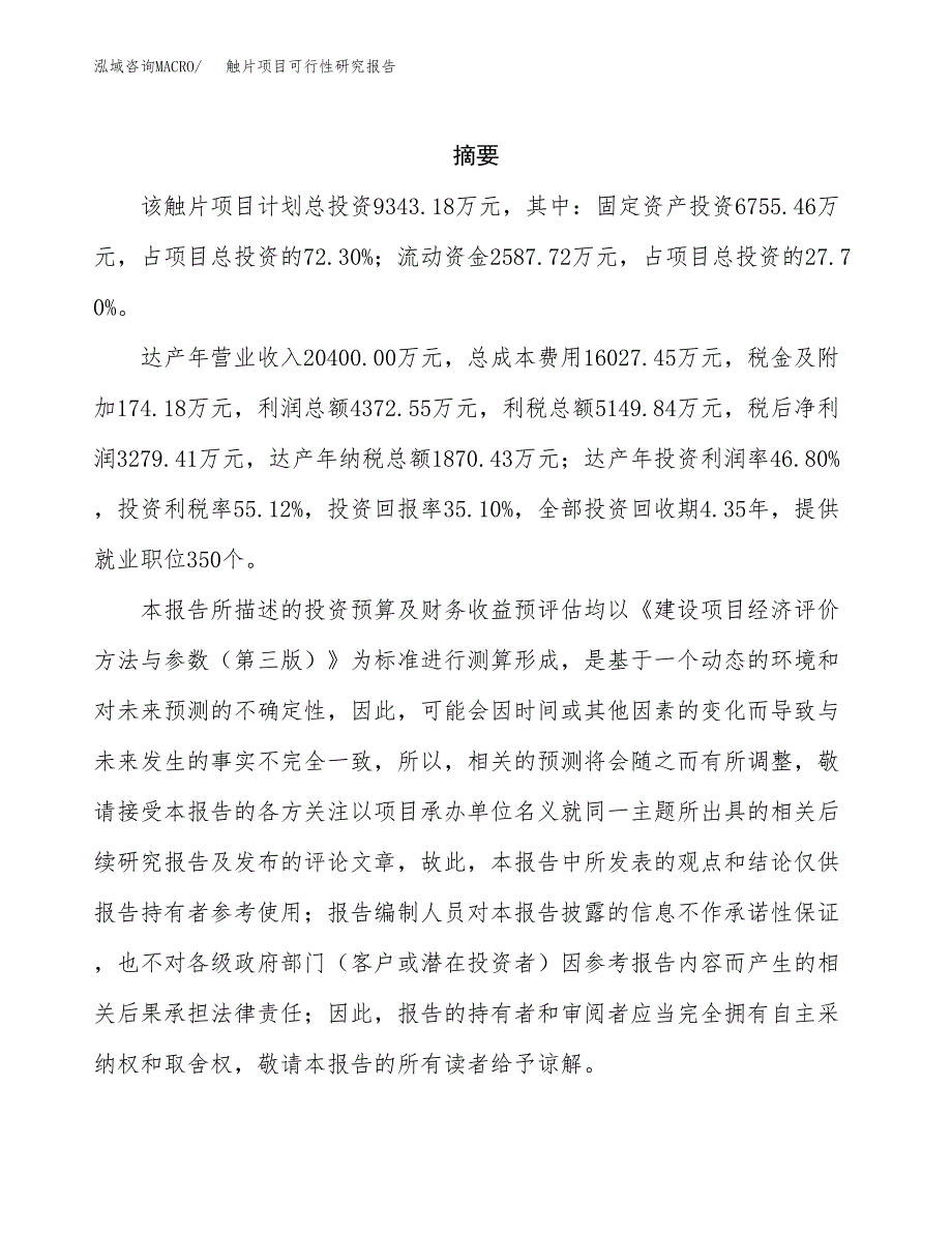 触片项目可行性研究报告（总投资9000万元）（38亩）_第2页