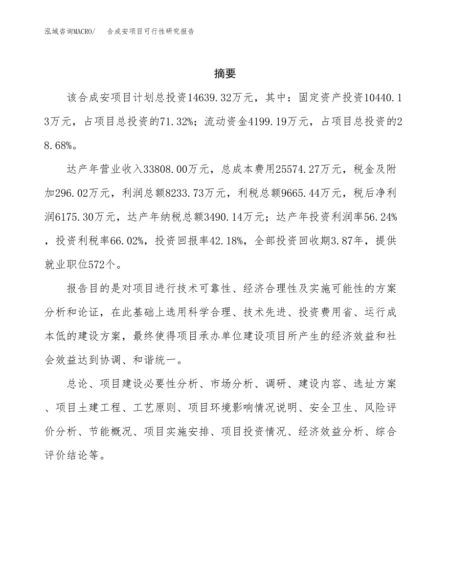 合成安项目可行性研究报告（总投资15000万元）（60亩）_第2页