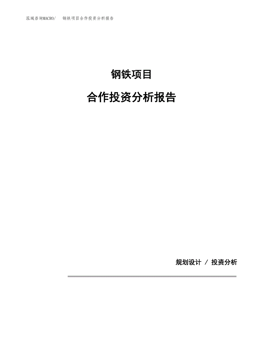 钢铁项目合作投资分析报告(范本) (1).docx_第1页