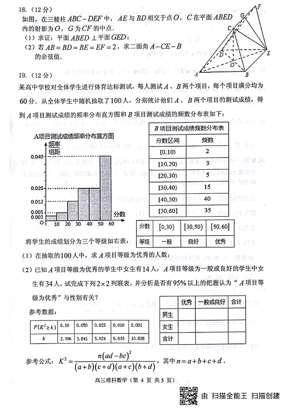 2018年山东省烟台市高三下学期高考诊断性测试数学（理）试题（图片版无答案）.pdf_第4页