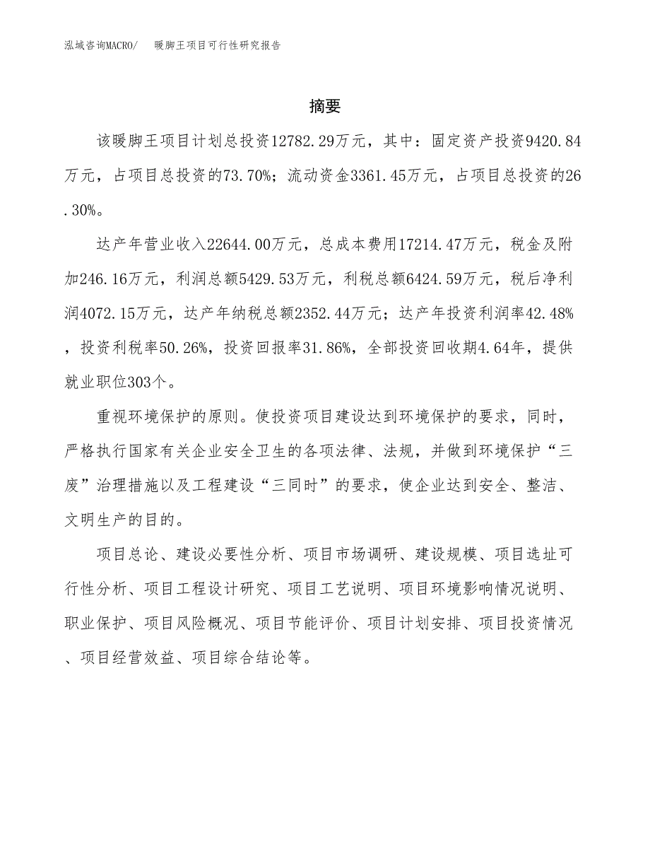 暖脚王项目可行性研究报告（总投资13000万元）（59亩）_第2页