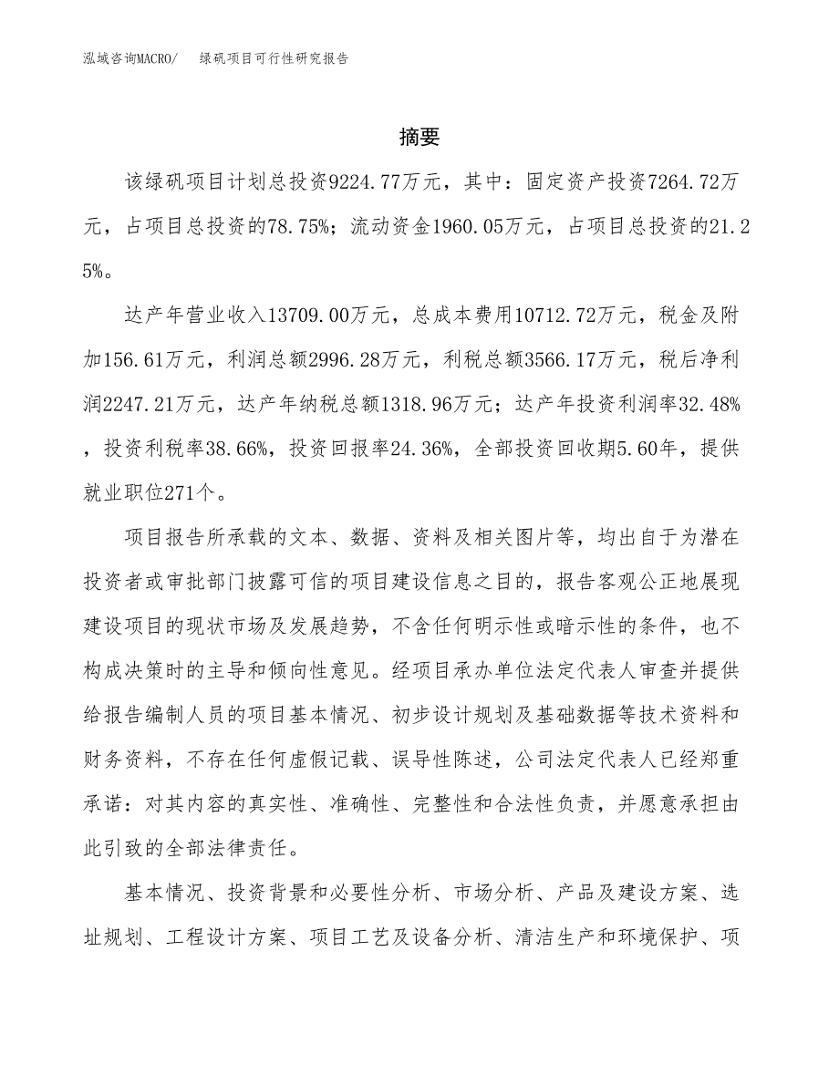 绿矾项目可行性研究报告（总投资9000万元）（40亩）_第2页