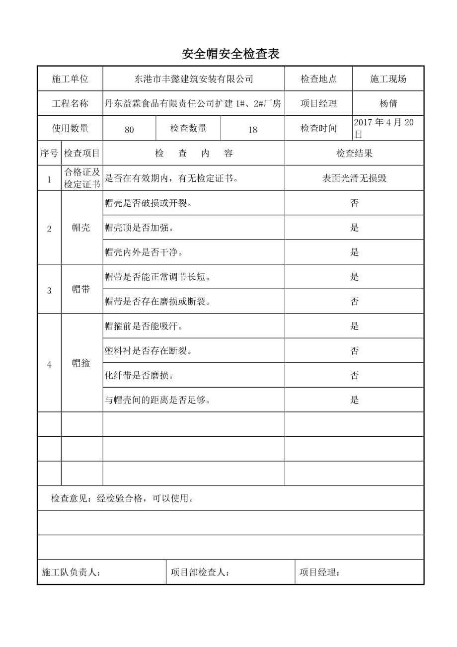 项目施工机械安全用具安全检查表_第1页