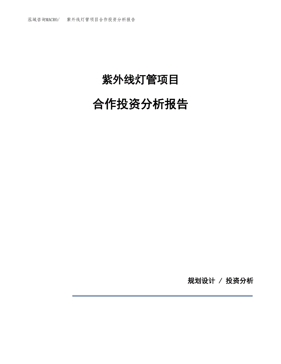 紫外线灯管项目合作投资分析报告(范本).docx_第1页