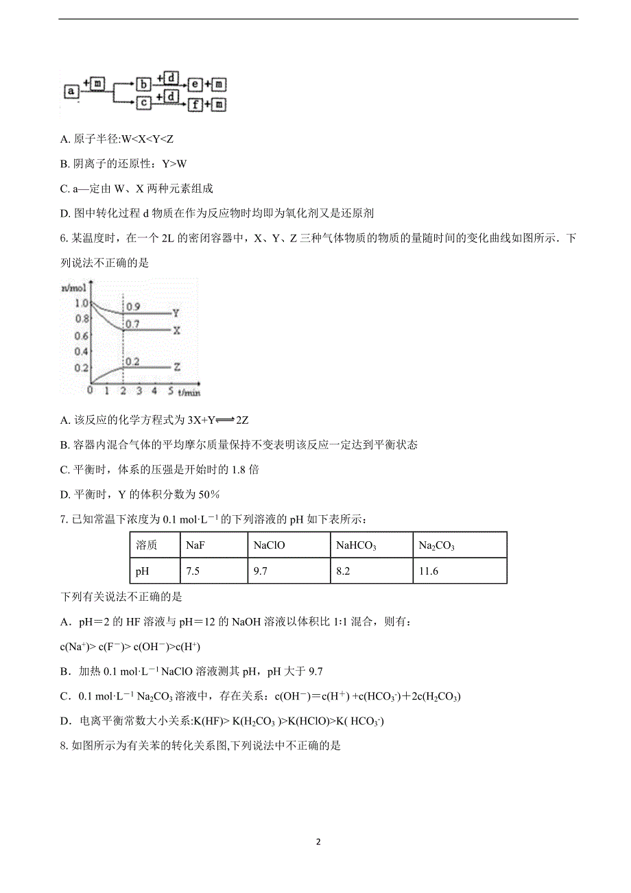 2018年湖南省高三（实验班）第三次质检化学试题.doc_第2页