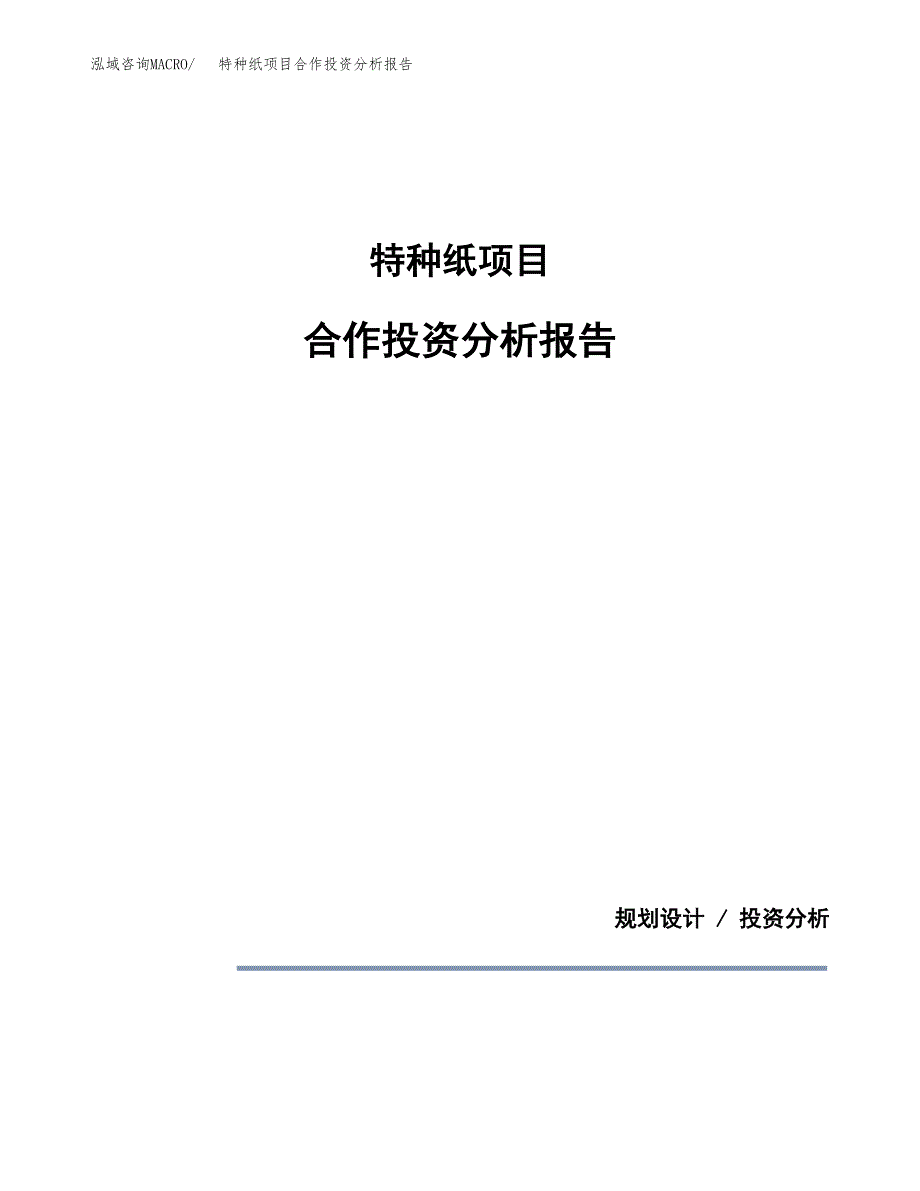 特种纸项目合作投资分析报告(范本).docx_第1页