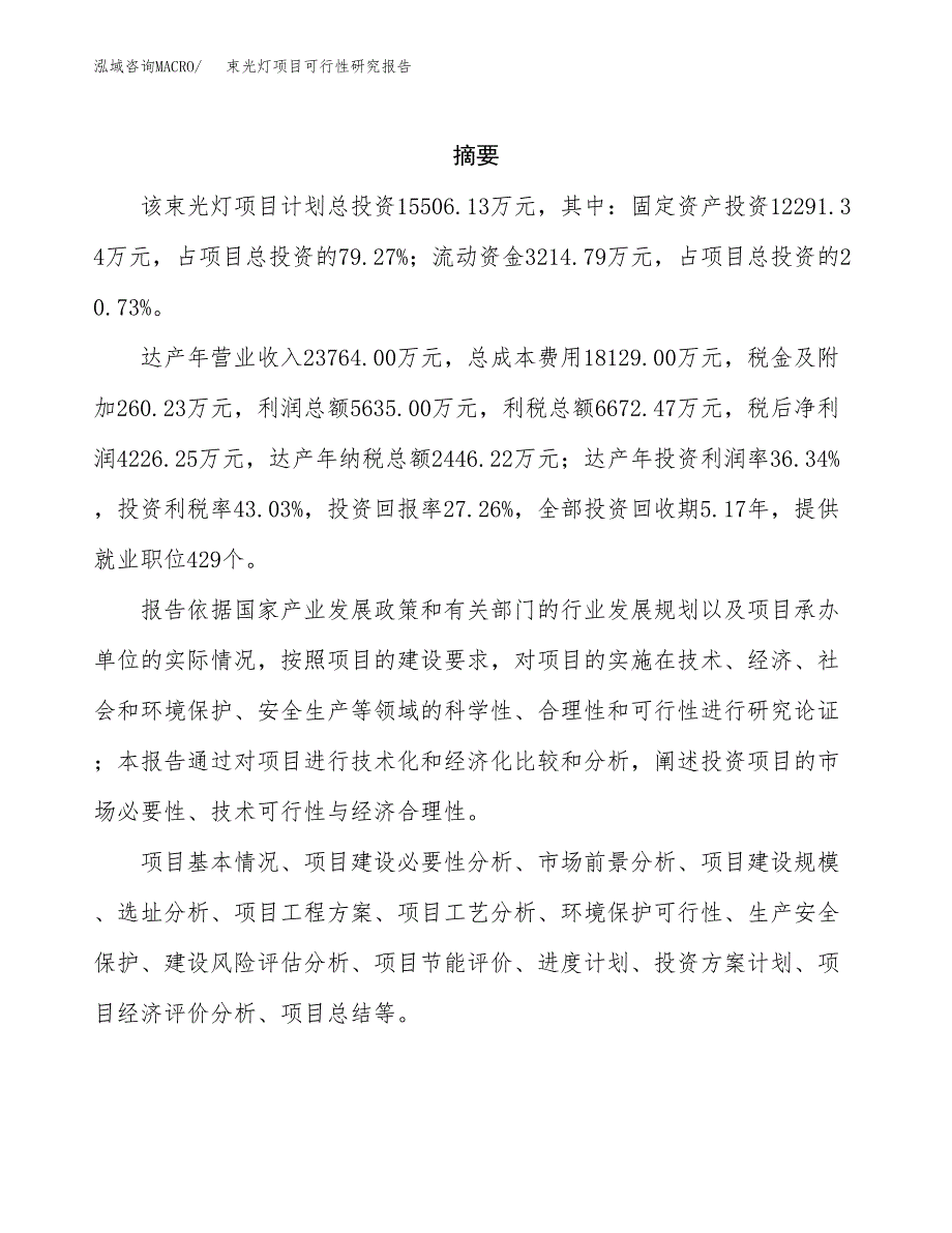 束光灯项目可行性研究报告（总投资16000万元）（63亩）_第2页