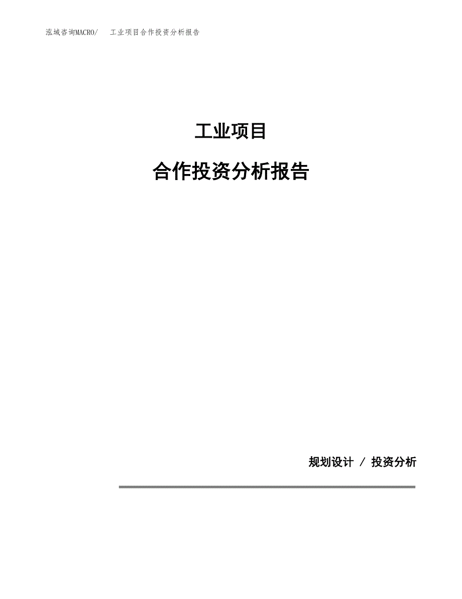 工业项目合作投资分析报告(范本) (7).docx_第1页