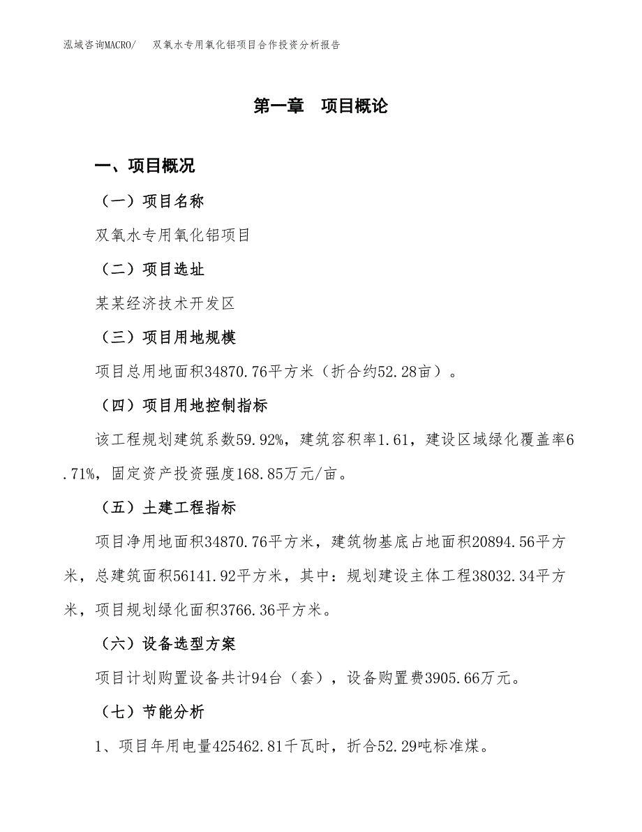 双氧水专用氧化铝项目合作投资分析报告(范本).docx_第4页