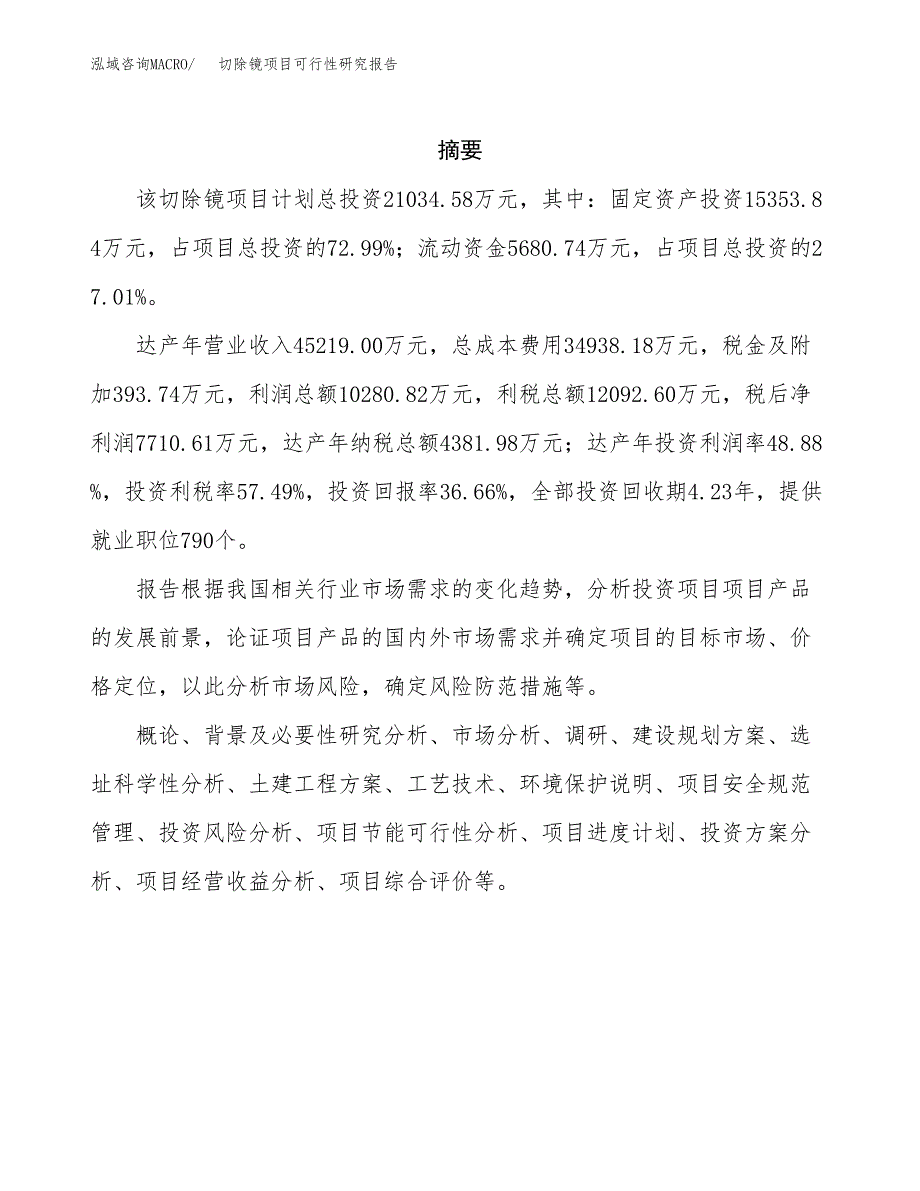 切除镜项目可行性研究报告（总投资21000万元）（84亩）_第2页