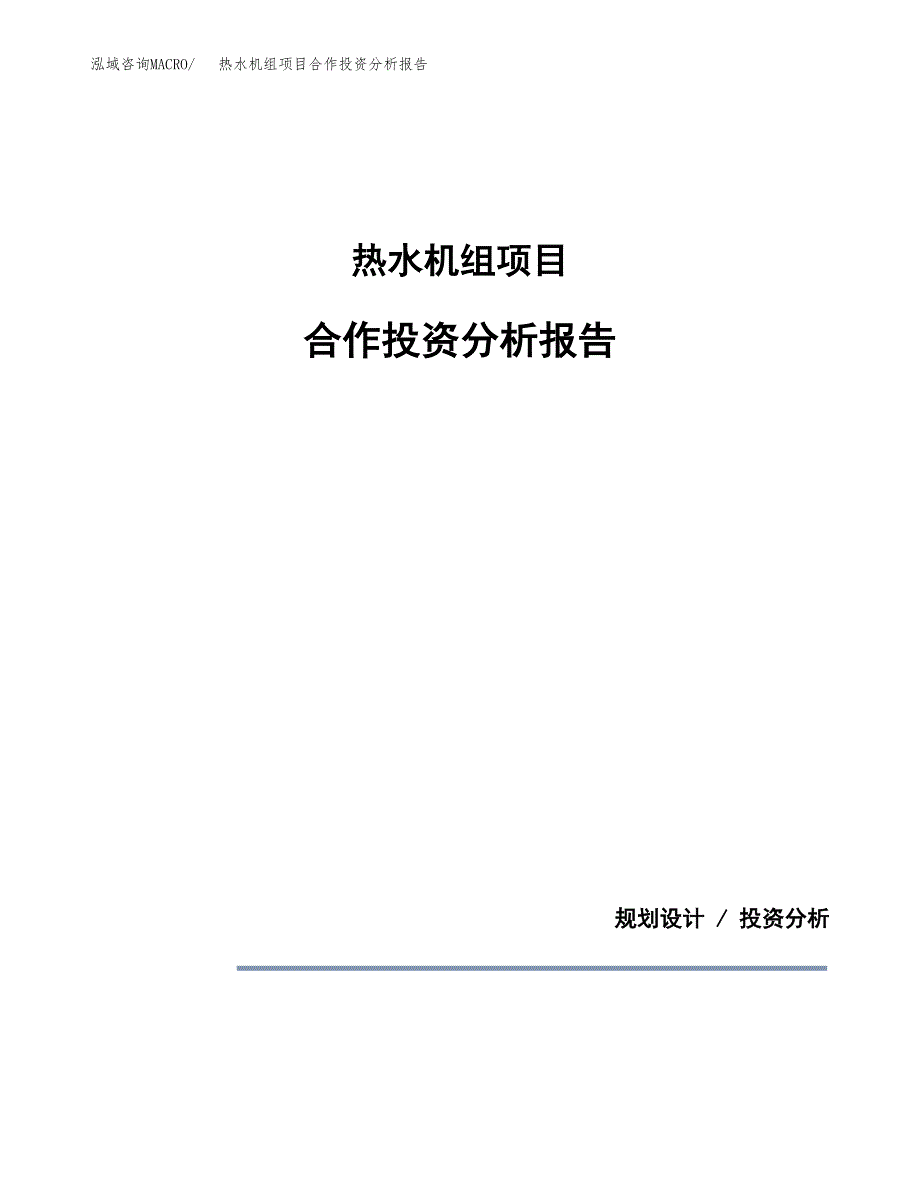 热水机组项目合作投资分析报告(范本).docx_第1页