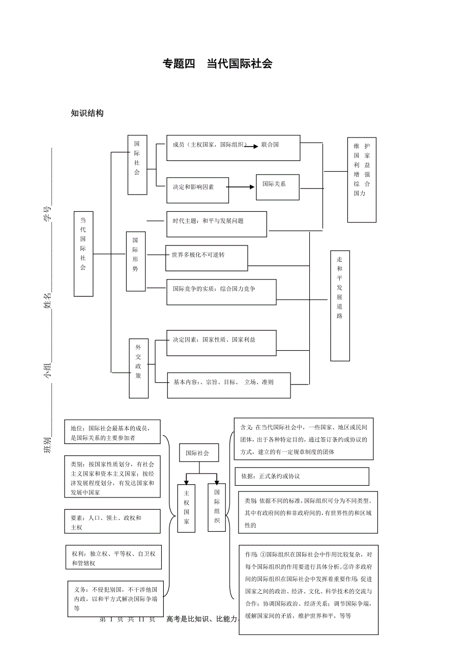 老师版+专题四+当代国际社会_第1页