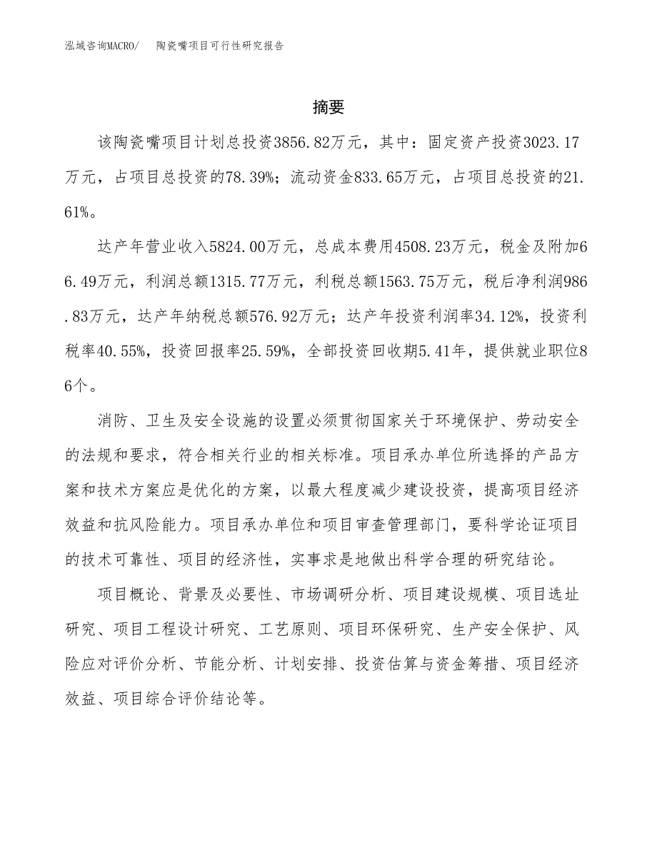 陶瓷嘴项目可行性研究报告（总投资4000万元）（17亩）_第2页