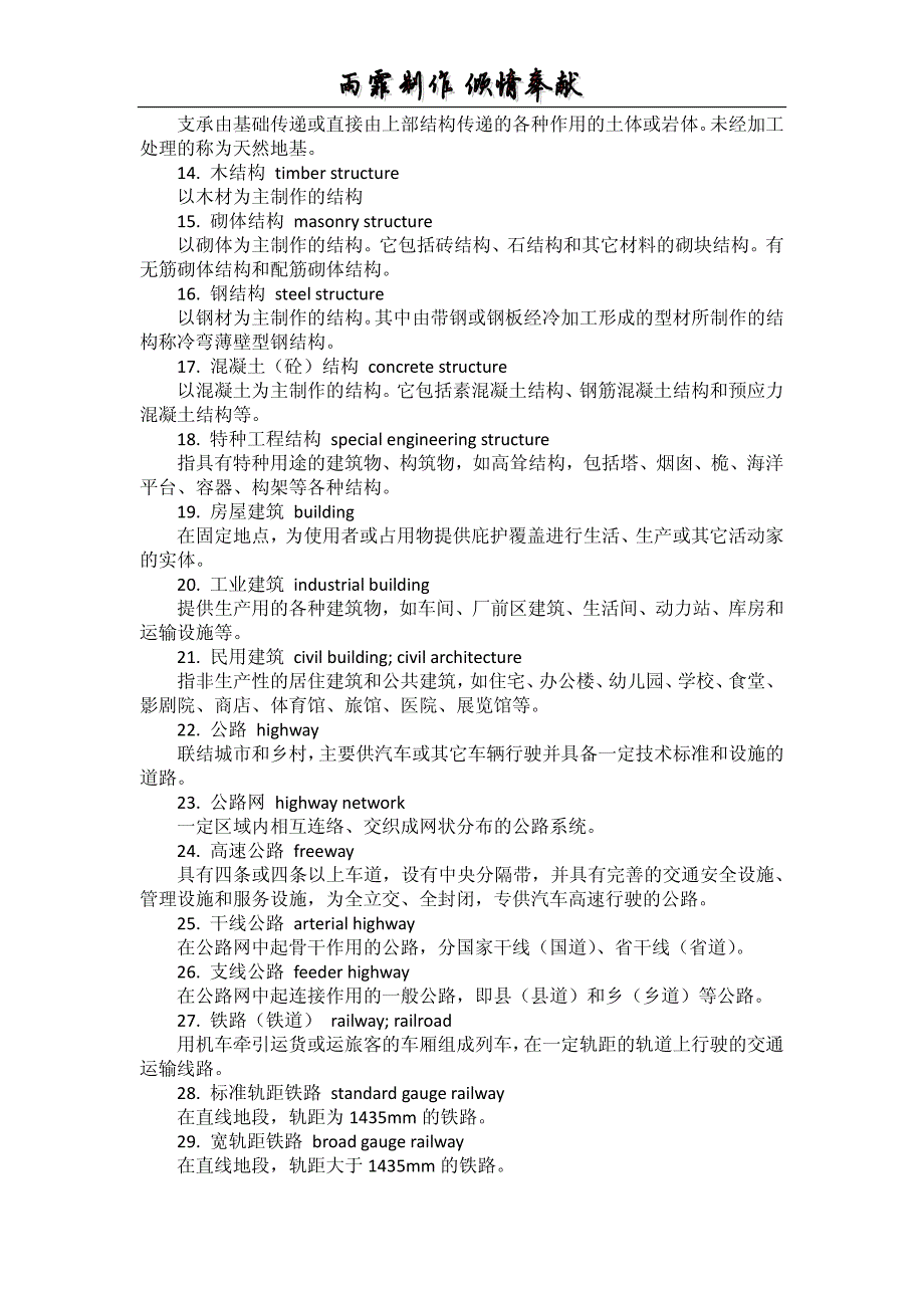 土木建筑工程常规术语英文翻译与名词解释_第2页