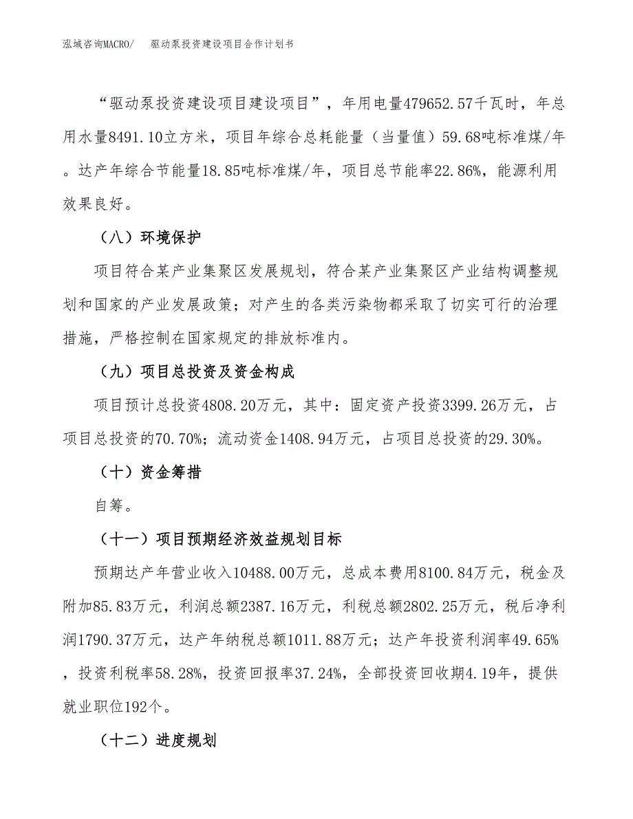 驱动泵投资建设项目合作计划书（样本）_第4页